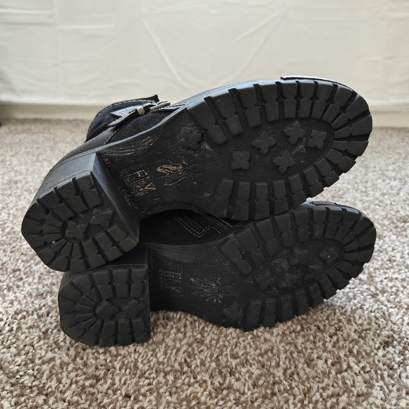 Fly London Labe Black Leather & Suede Ankle Bootie 7.5 - Picture 6 of 9